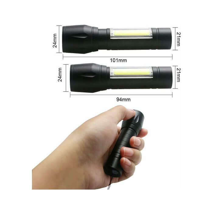MINI TORCIA TATTICA MILITARE RICARICABILE TRAMITE USB DOPPIO LED